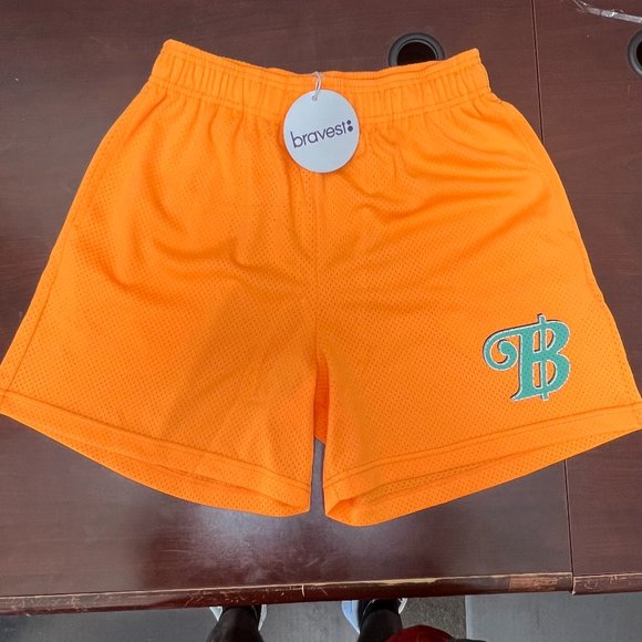 Bravest Studios B$ Orange/Teal Shorts Size Medium Brand New with Bag